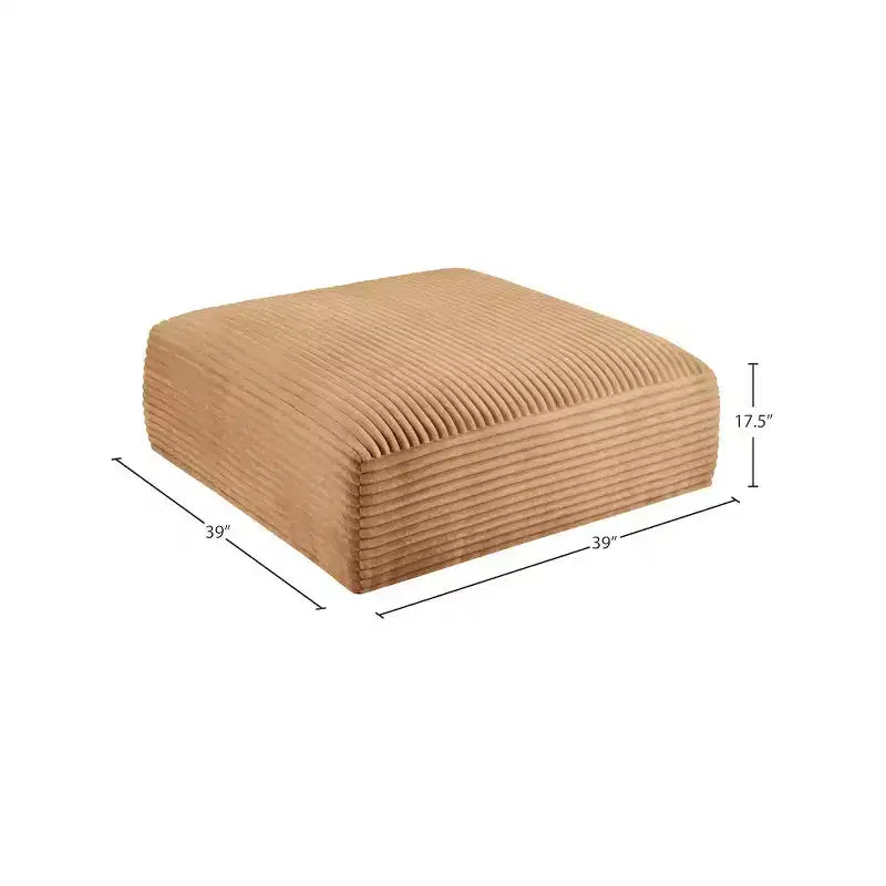 Meridian Furniture Pouf en tissu performant Shaggy Corduroy