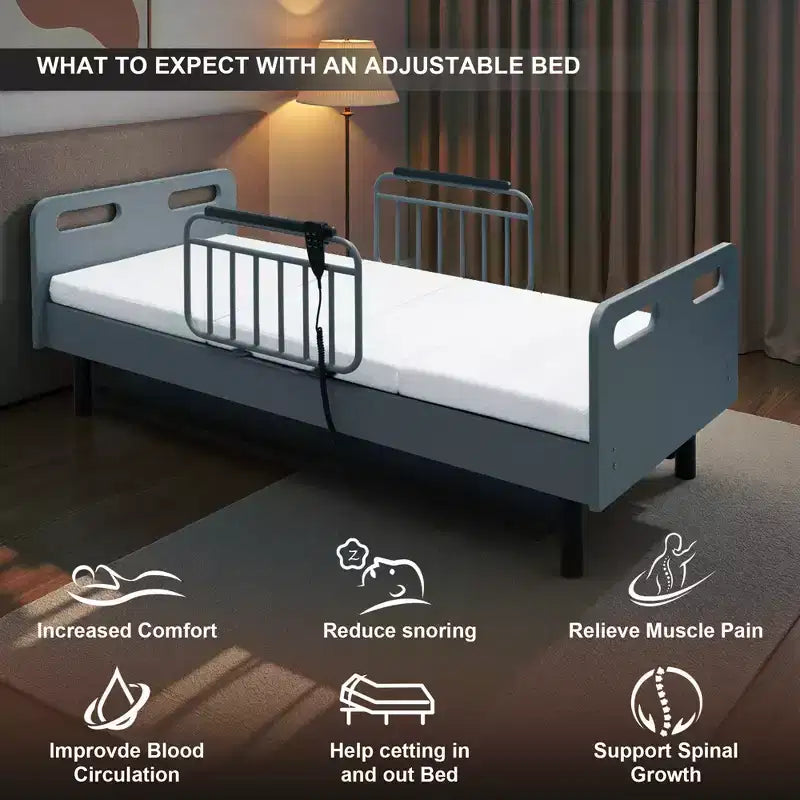 Lit d'hôpital réglable GDFStudio Aubin avec matelas en mousse à mémoire de forme