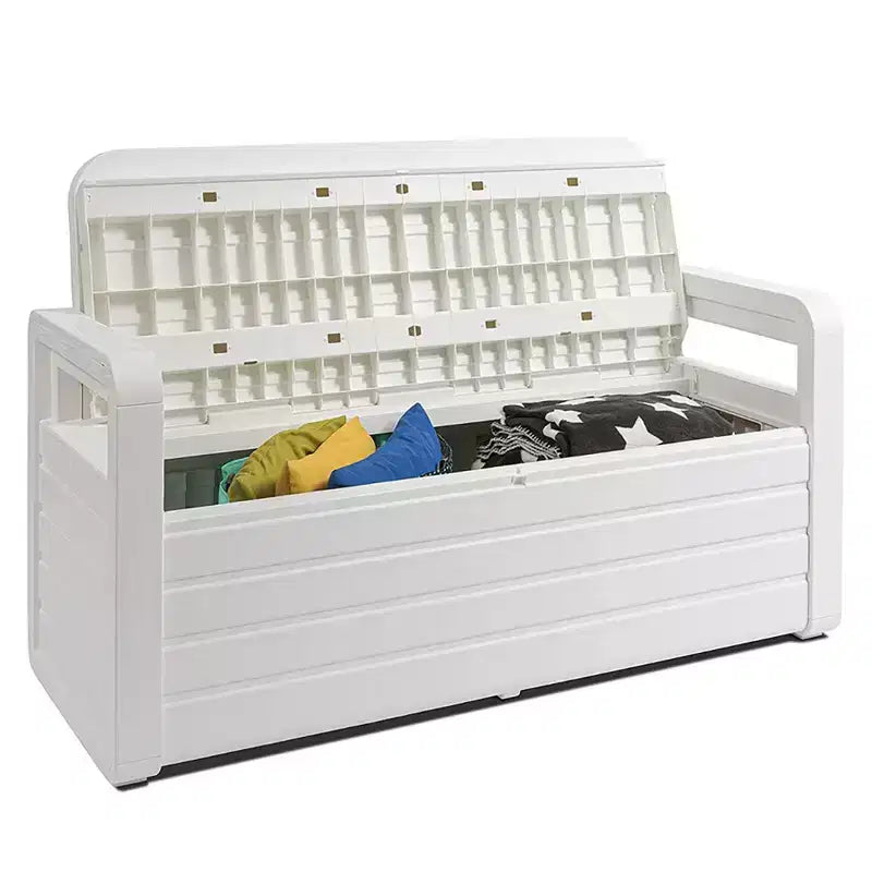 Toomax Foreverspring Coffre Banc 265 L en anthracite résistant aux intempéries et aux UV pour meubles de terrasse, de piscine et rangement extérieur