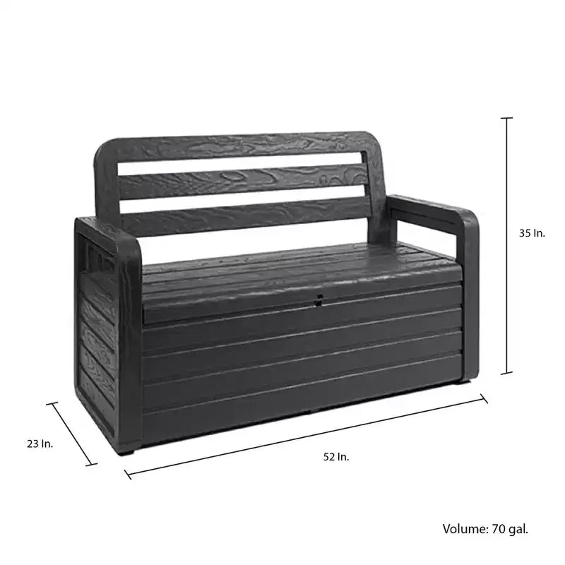 Toomax Foreverspring Coffre Banc 265 L en anthracite résistant aux intempéries et aux UV pour meubles de terrasse, de piscine et rangement extérieur