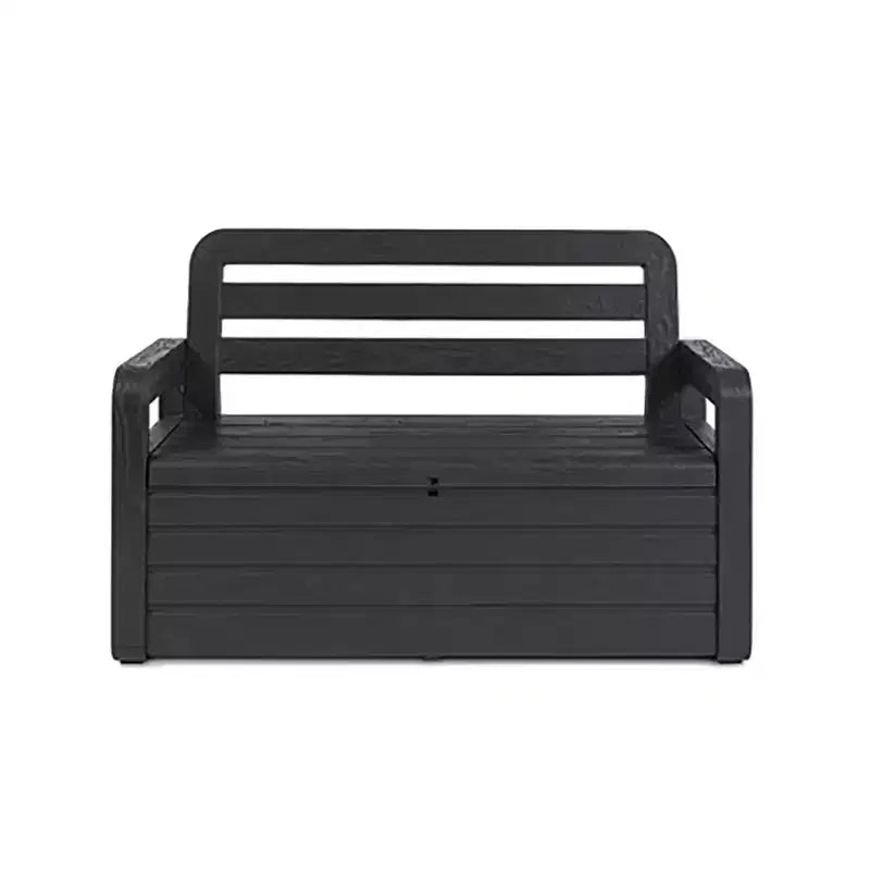 Toomax Foreverspring UV Weather Defiant Lockable Box Chest Bench for Outdoor Pool Patio Furniture and Deck Storage Bin, 70 Gallon Anthracite