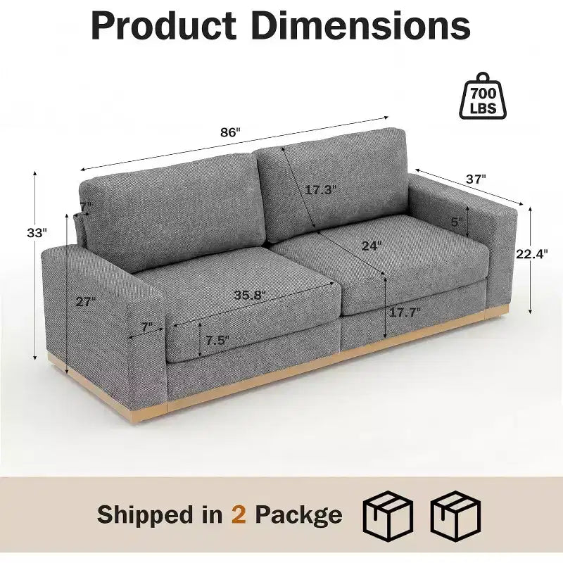 Canapé modulable Dyonery Deep Seat pour salon, structure en bois massif, coussins à ressorts, housses amovibles, assemblage facile pour petits espaces