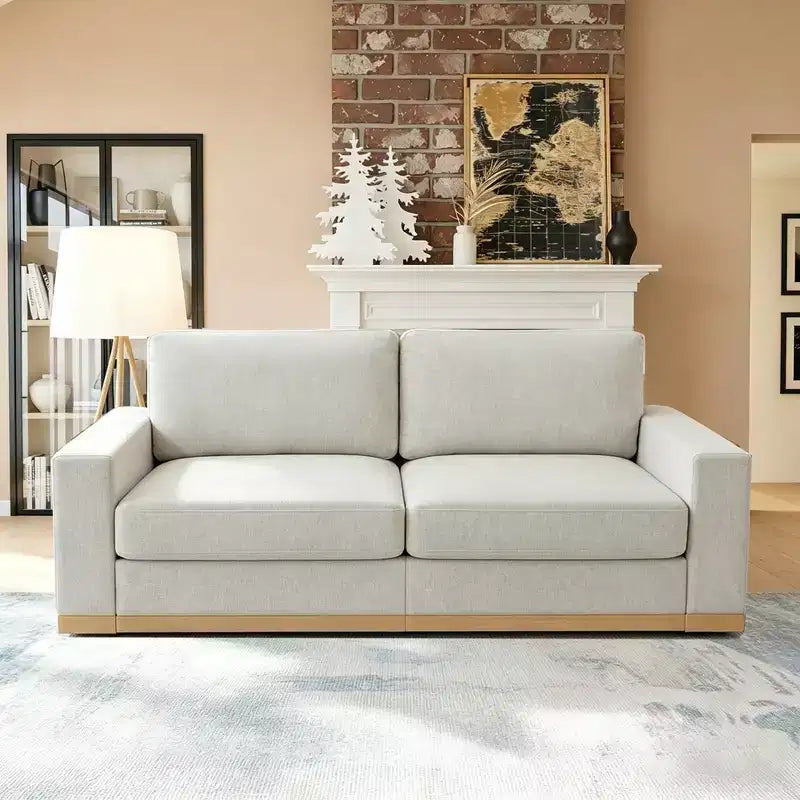 Canapé modulable Dyonery Deep Seat pour salon, structure en bois massif, coussins à ressorts, housses amovibles, assemblage facile pour petits espaces