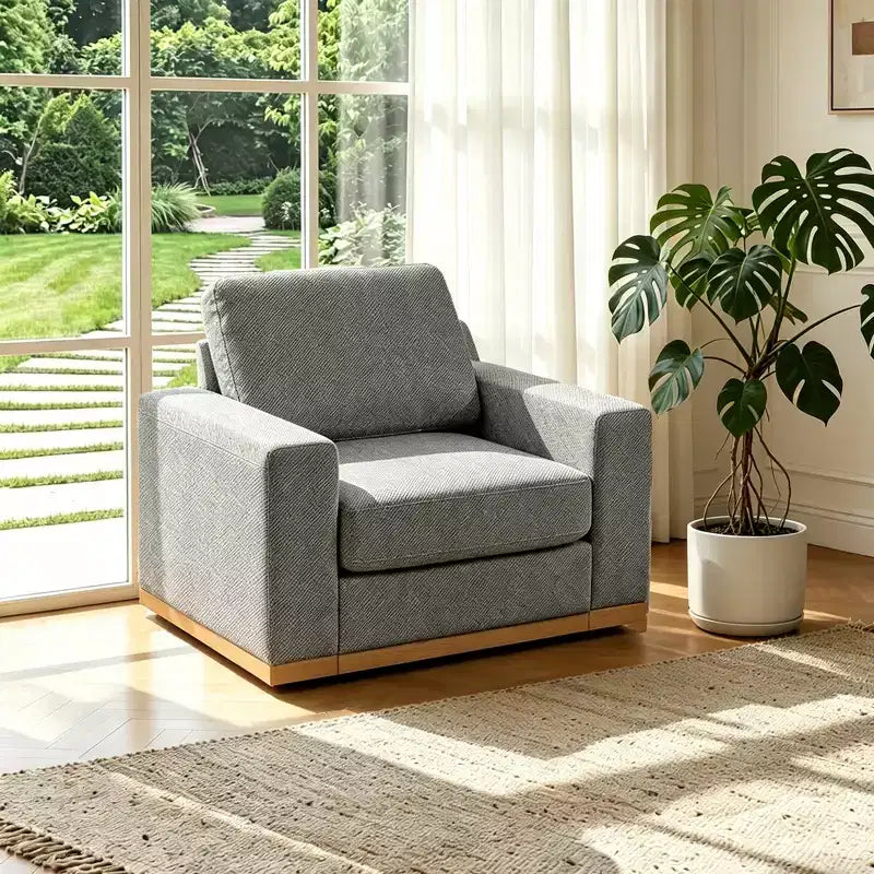Canapé modulable Dyonery Deep Seat pour salon, structure en bois massif, coussins à ressorts, housses amovibles, assemblage facile pour petits espaces