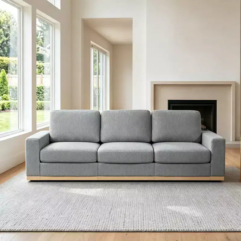 Canapé modulable Dyonery Deep Seat pour salon, structure en bois massif, coussins à ressorts, housses amovibles, assemblage facile pour petits espaces