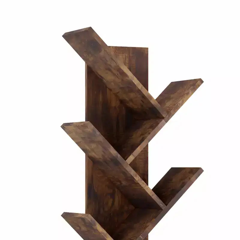 Étagère à Livres Arbre à 8 Niveaux avec Rangement, Bibliothèque sur Pied en Bois pour Espace Étroit, Étagères de Rangement pour Livres/CD/Magazines
