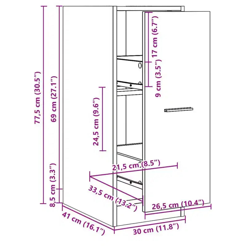 vidaXL Armoire d'apothicaire blanc bois d'ingénierie 30 x 41 x 77,5 cm
