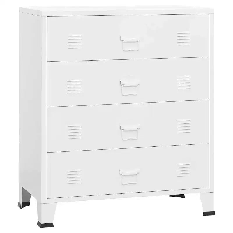 vidaXL Drawer Cabinet White Metal Medium Drawer Cabinet Rectangular
