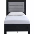 Passion Furniture Plano Black Wood Frame Twin Panel Bed