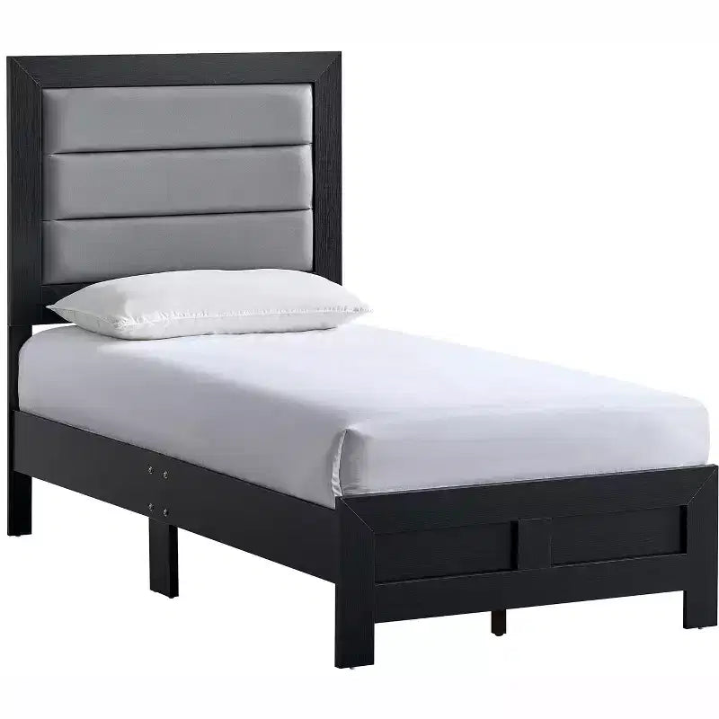 Lit jumeau Passion Furniture Plano avec cadre en bois noir