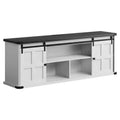 Farmhouse TV Stand for 75 Inch TV, 70 In Media Console with Sliding Barn Doors, Storage Cabinets, Adjustable Shelves, Built-In Power Outlets