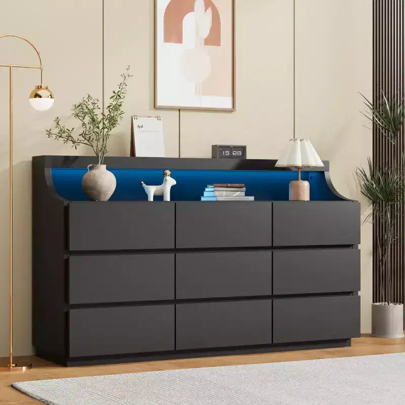9 Drawer Dresser, Modern Dressers & Chests of Drawers with Anti-Tipping for Bedroom Living Room