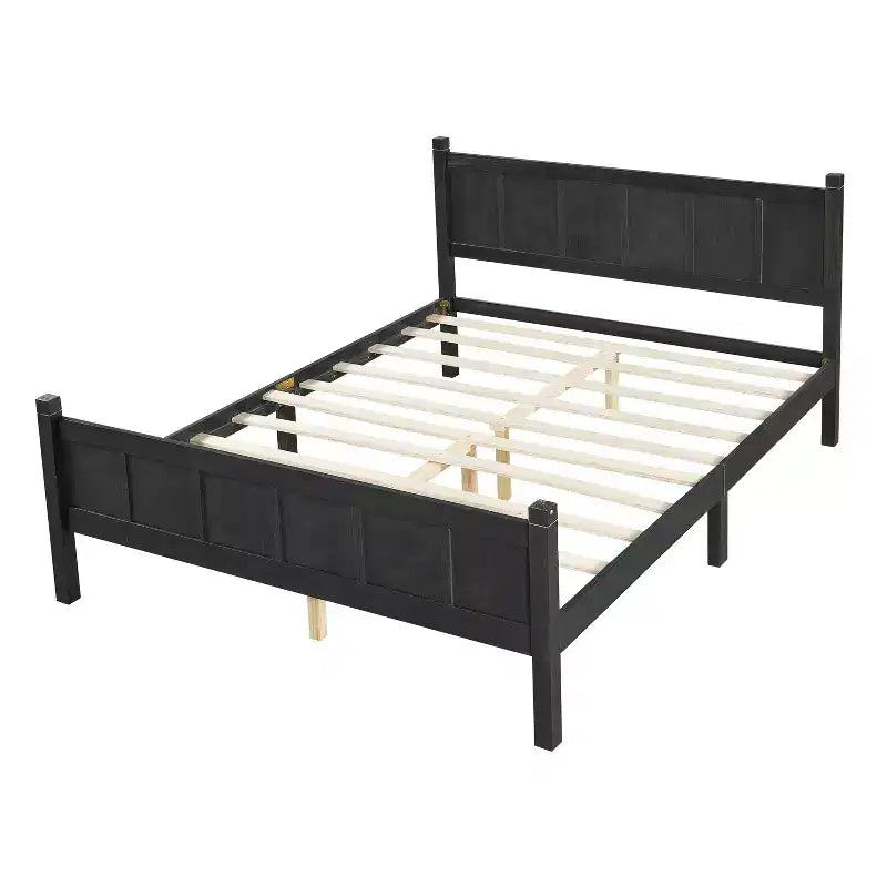 Lit Queen Size plat FAMYYT avec tête de lit et pied de lit, montage facile