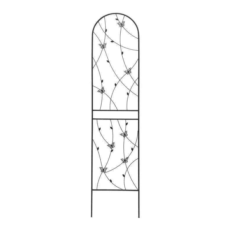 MAYEERTY Lot de 2 treillis de jardin métalliques 180x50 cm - Antirouille, décor papillon noir, pour plantes grimpantes d'extérieur