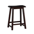 24" Saddle Counter Height Barstool Wood Brown - Linon: Classic, Backless, Rubberwood Construction