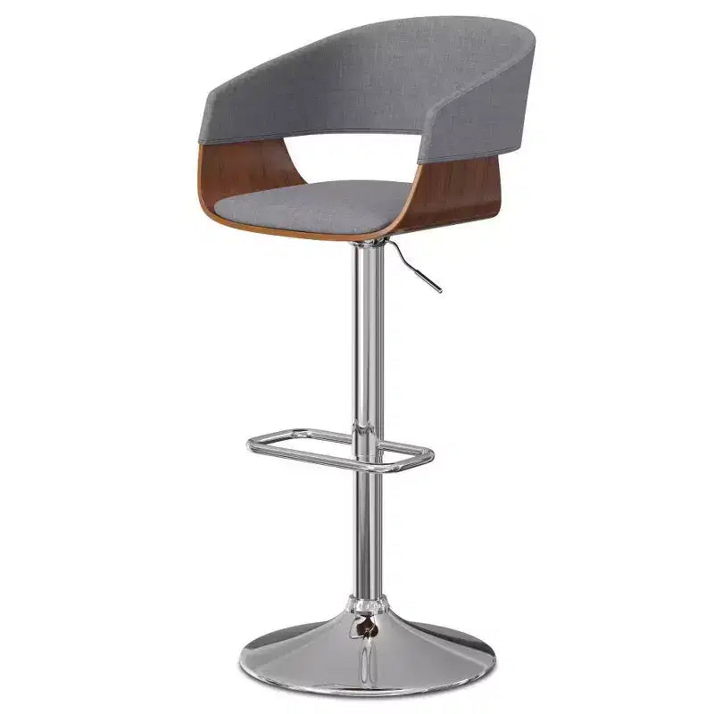 Calinda Adjustable Swivel Barstool Light Gray: Mid-Century Modern, Upholstered, Steel Legs