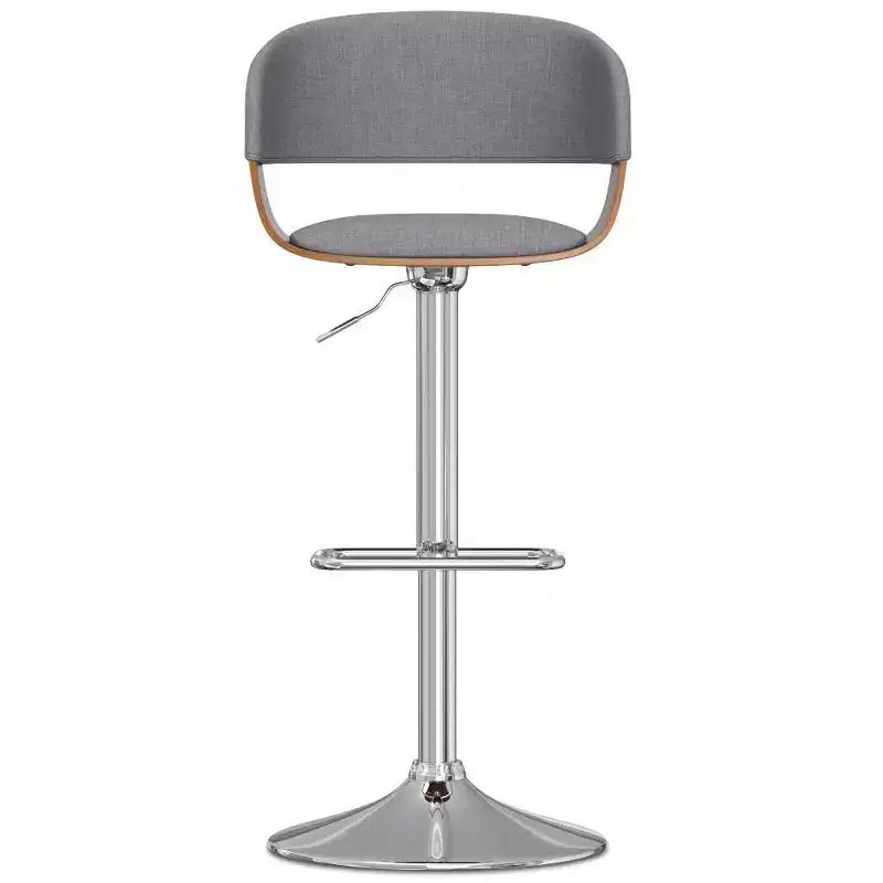 Adjustable Swivel Barstool - Light Gray | Mid-Century Modern, Upholstered, Steel Legs