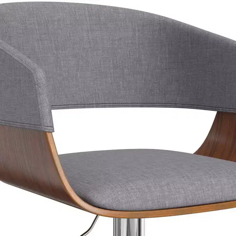 Adjustable Swivel Barstool - Light Gray | Mid-Century Modern, Upholstered, Steel Legs