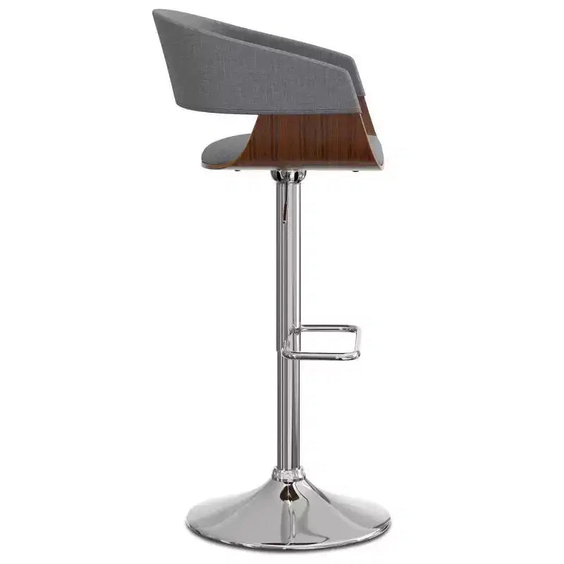 Adjustable Swivel Barstool - Light Gray | Mid-Century Modern, Upholstered, Steel Legs
