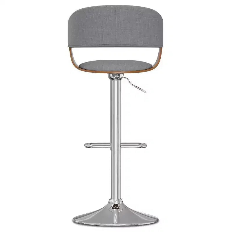 Adjustable Swivel Barstool - Light Gray | Mid-Century Modern, Upholstered, Steel Legs