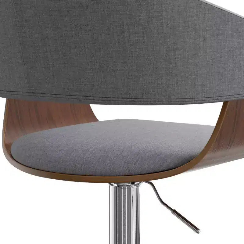 Adjustable Swivel Barstool - Light Gray | Mid-Century Modern, Upholstered, Steel Legs