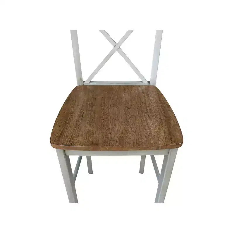 Tabouret de bar à dossier en X de 30 po Naturel - International Concepts : Bois massif, Assise carrée, Sans accoudoirs