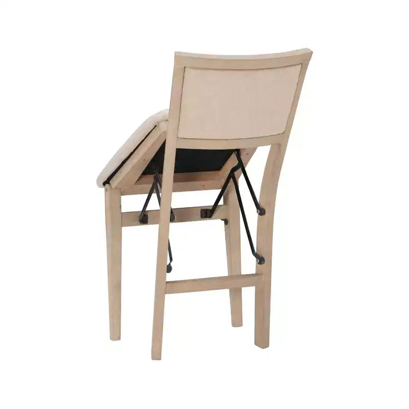Lot de 2 chaises pliantes en bois massif couleur gris délavé – Rembourrage beige