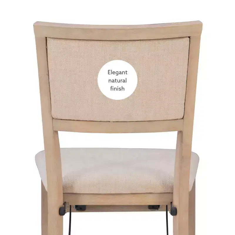 Lot de 2 chaises pliantes en bois massif couleur gris délavé – Rembourrage beige