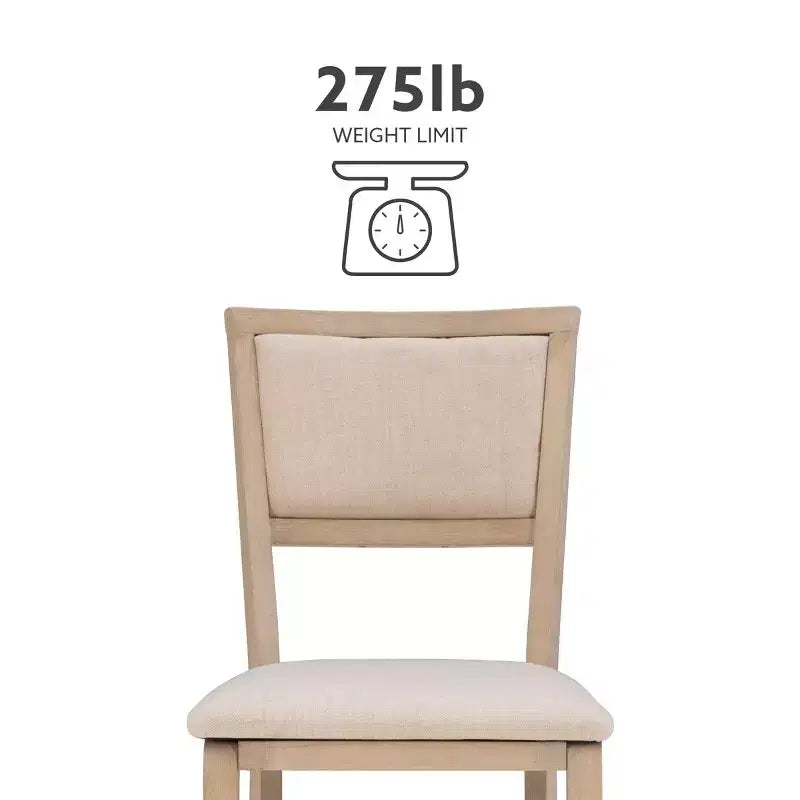 Lot de 2 chaises pliantes en bois massif couleur gris délavé – Rembourrage beige
