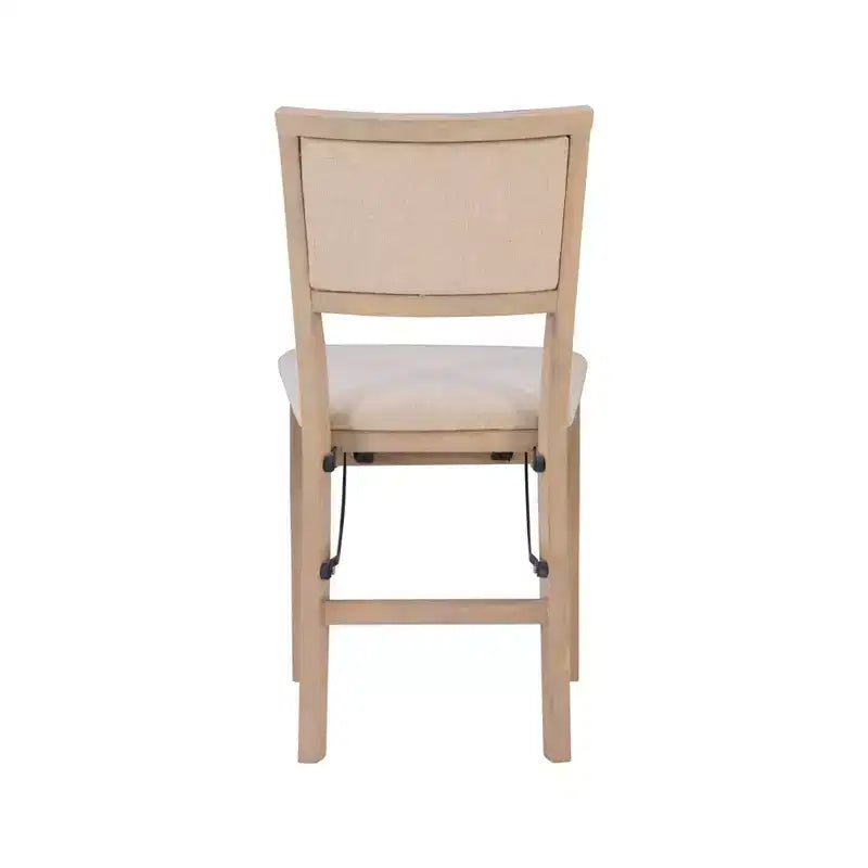 Lot de 2 chaises pliantes en bois massif couleur gris délavé – Rembourrage beige