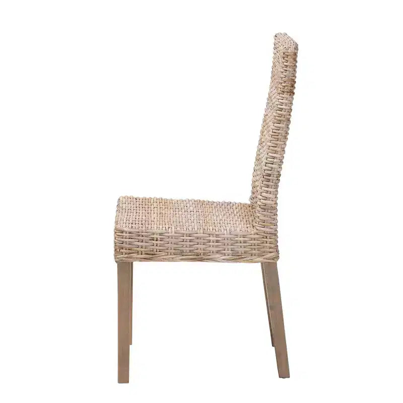 Chaise de salle à manger bali & pari Nevina Rattan et bois de manguier Kubu gris/taupe rustique