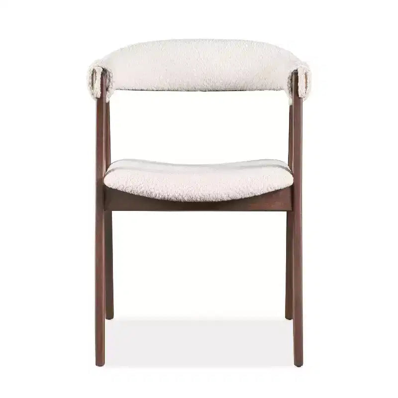 HOMES: Inside + Out Lot de 2 chaises de salle à manger Pearlcrest Mid-Century Modern en tissu bouclé, noyer
