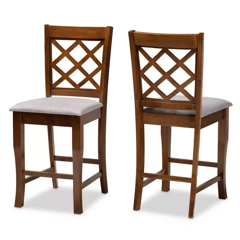 Set of 2 Aria Pub Chair Gray/Walnut - Baxton Studio