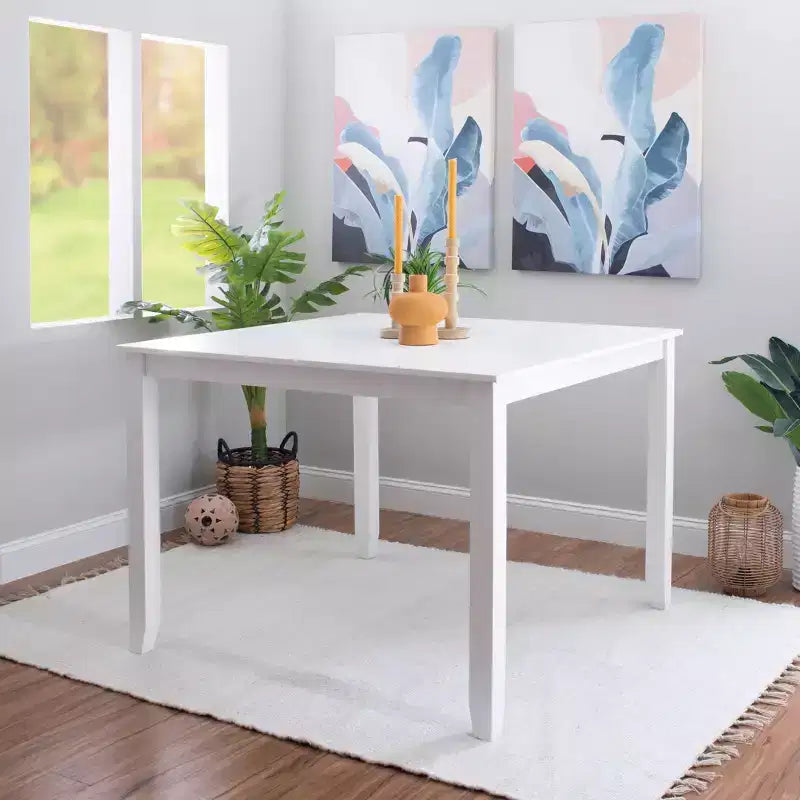 Solid Wood Traditional Square Counter Height Dining Table White