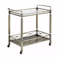 Acme Furniture Matiesen Bar Serving Cart Clear Glass Antique Gold Finish