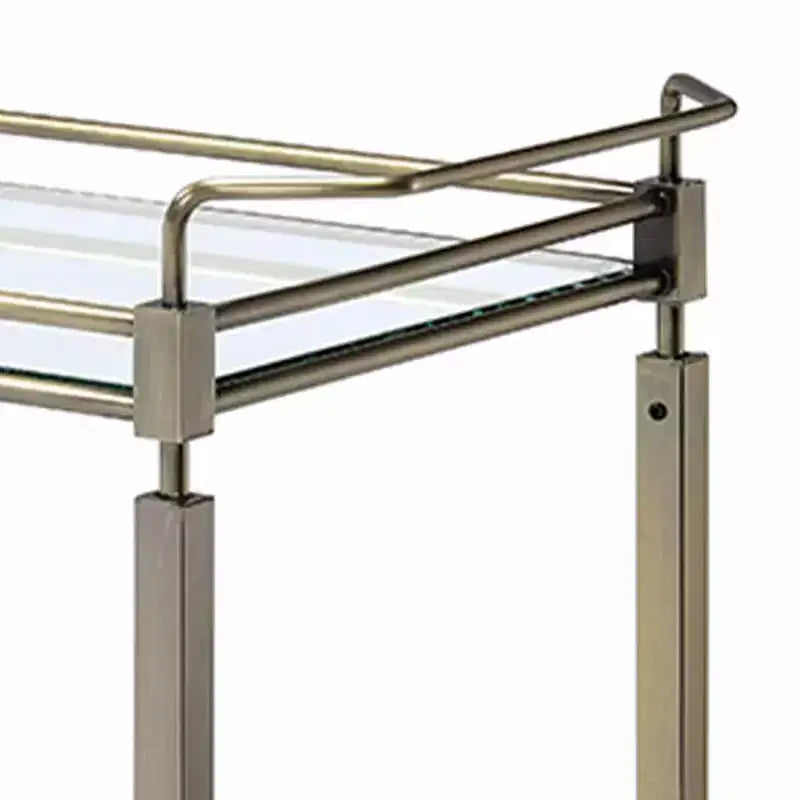 Chariot de service de bar Matiesen Acme Furniture, verre transparent et finition or antique