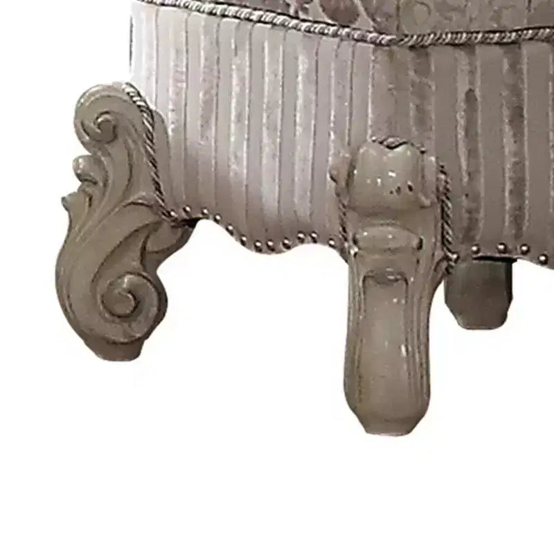 Fauteuil d'appoint Versailles Acme Furniture, tissu ivoire/finition blanc cassé