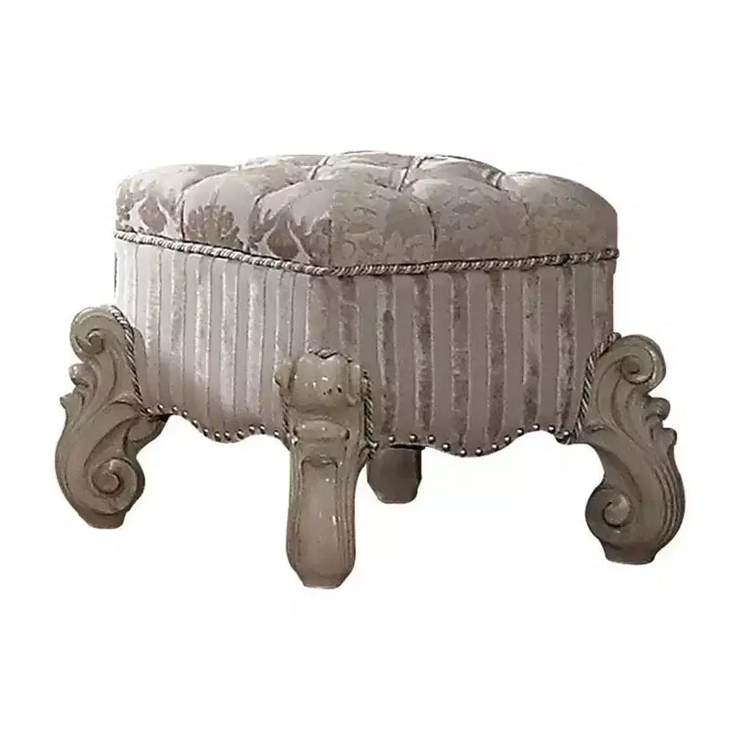 Fauteuil d'appoint Versailles Acme Furniture, tissu ivoire/finition blanc cassé