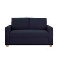 Serta Aurora Convertible Sofa Navy Woven: Lounger & Full Bed, Pocket Coil Cushions, Rubberwood Legs