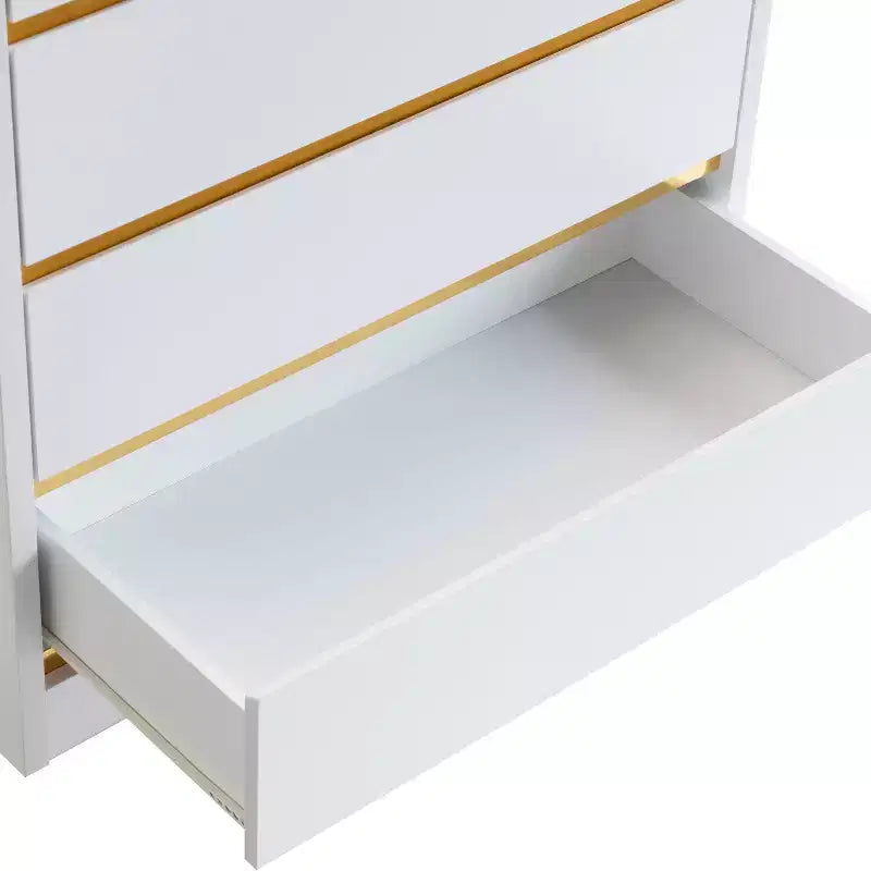 Gailyn Modern 5 Drawer Tall Chest White: Vertical Storage, Smooth Finish, Metal Hardware
