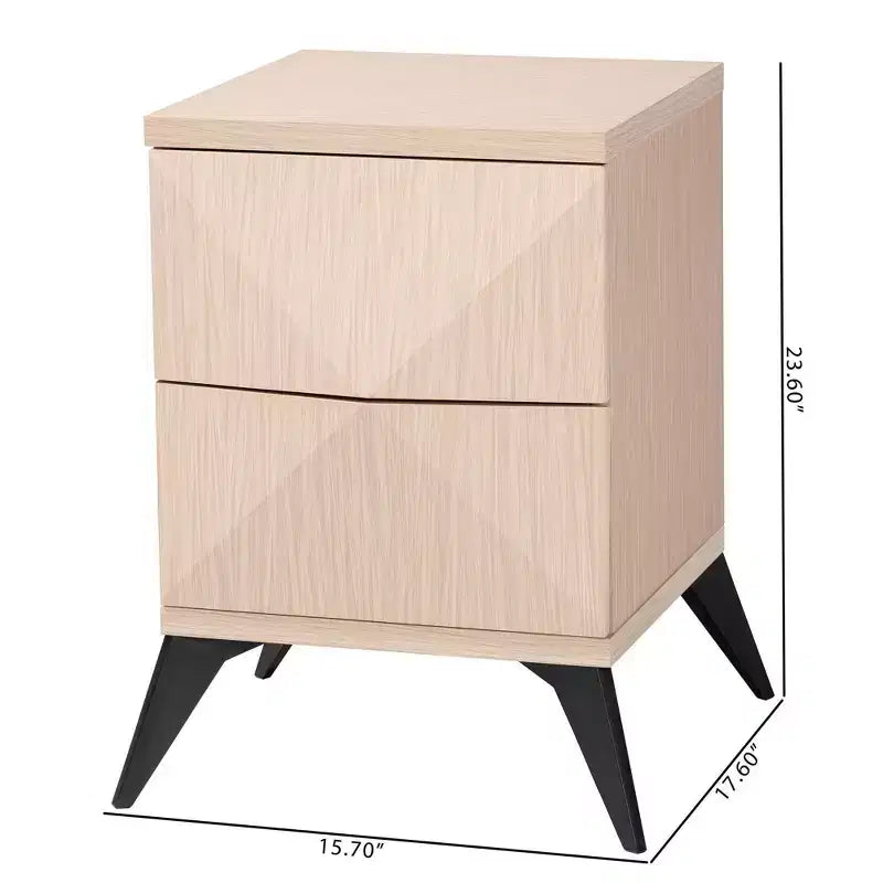 Table de chevet Baxton Studio Draper deux tons en bois avec 2 tiroirs : Milieu de siècle, Fermeture magnétique, Assemblage requis