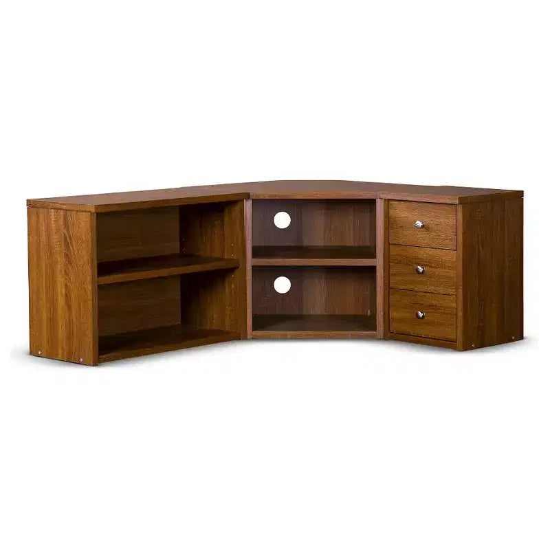 Meuble TV Baxton Studio Commodore pour téléviseurs jusqu'à 55" Marron : Meuble de divertissement style Mid-Century, Console média