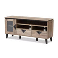 Cardiff Modern and Contemporary Wood TV Stand for TVs up to 55" - Light Brown - Baxton Studio: Entertainment Center with Storage