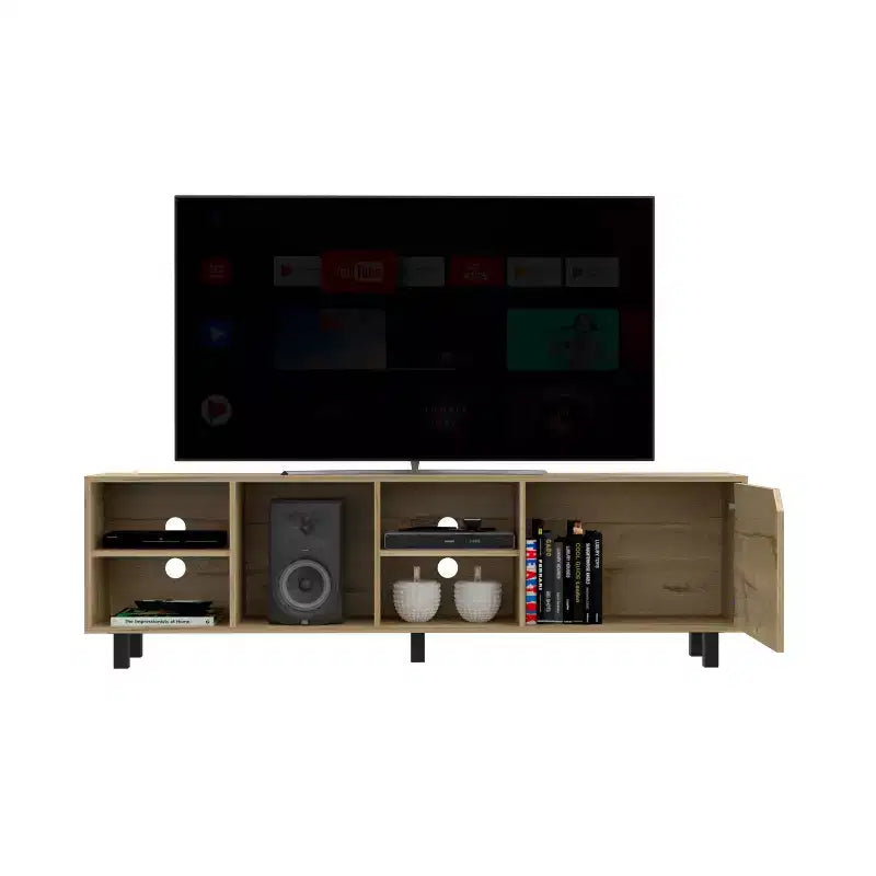 Open Shelves Mobile TV Stand for TVs up to 177.8 cm, Modern Design