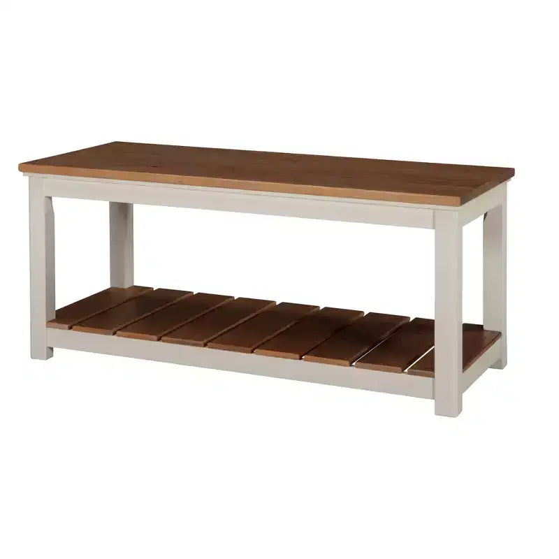 Banc Savannah ivoire avec plateau en bois naturel - Alaterre Furniture