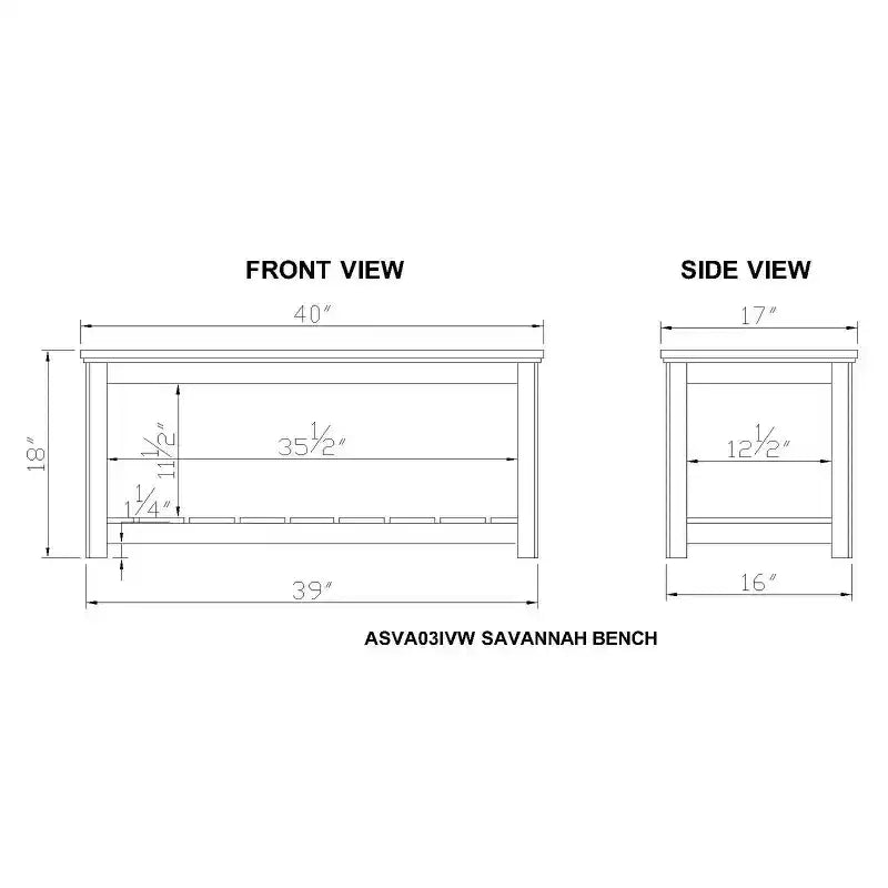 Banc Savannah ivoire avec plateau en bois naturel - Alaterre Furniture