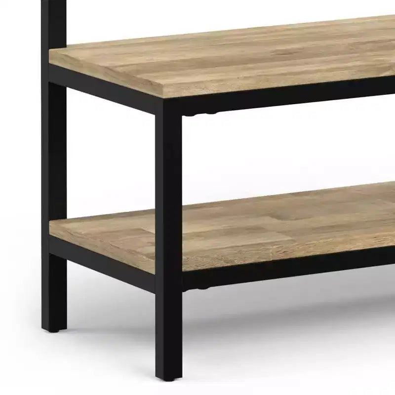 Banc d'entrée industriel en bois massif WyndenHall 40" de large avec porte-manteau naturel