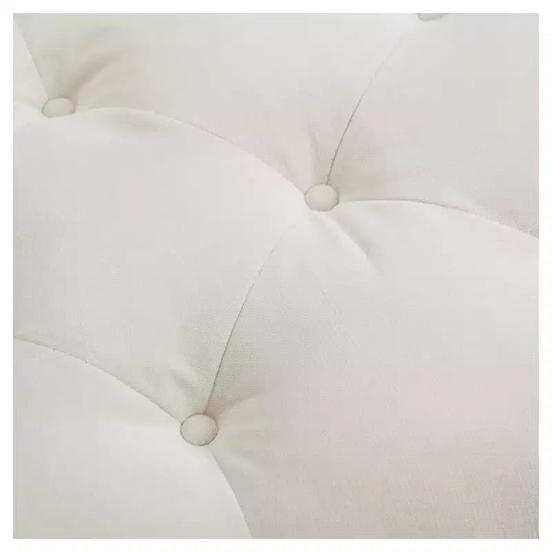 Pouffe Jeremy Tufted Crème Velours - Christopher Knight Home : Repose-pieds rembourré, cadre en bois dur, capacité de 90 kg