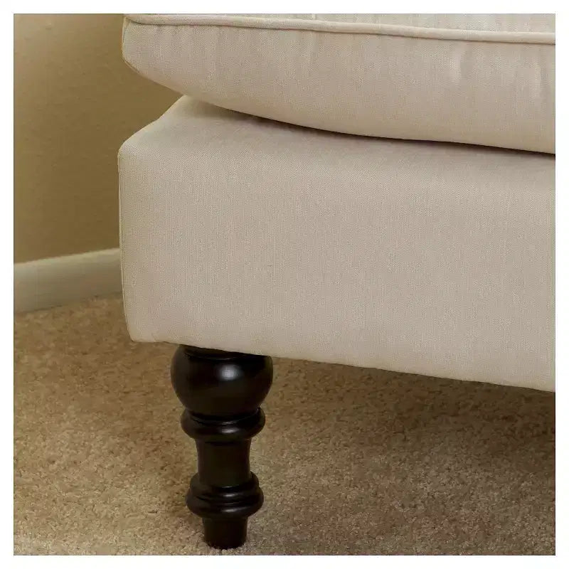 Pouffe Jeremy Tufted Crème Velours - Christopher Knight Home : Repose-pieds rembourré, cadre en bois dur, capacité de 90 kg