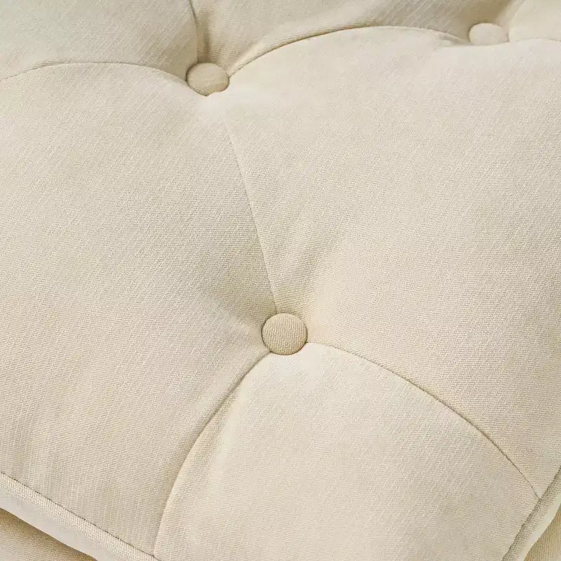 Pouffe Jeremy Tufted Crème Velours - Christopher Knight Home : Repose-pieds rembourré, cadre en bois dur, capacité de 90 kg